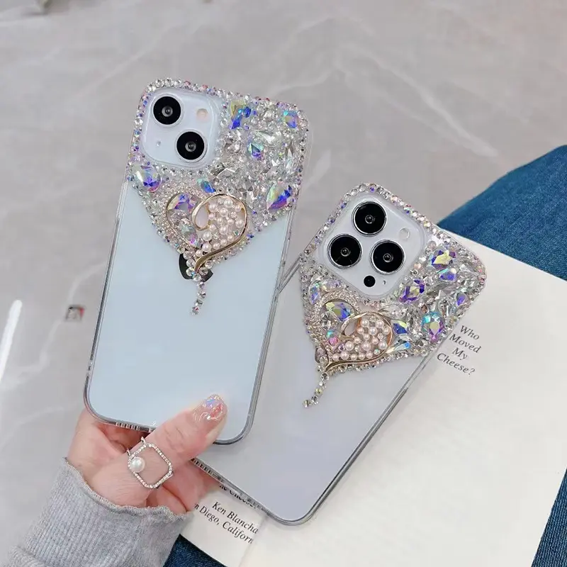 Pearl love phone case for iphone 14 pro with diamond personalized creative shockproof phone case for iphone 13 12 11 XR XS Max 7