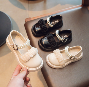 Zapatos de Piel Sintética para Niña, Primavera, Nuevos Zapatos de Vestir con Cordones y Pliegues Estilo Mary Jane, con Perlas, para Niñas - Product Image 2