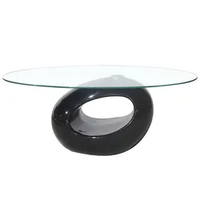 Table basse ovale avec plateau en verre Base moderne en PRF Table d'appoint Meubles d'hôtel de salon Table à thé en verre Goutte d'eau