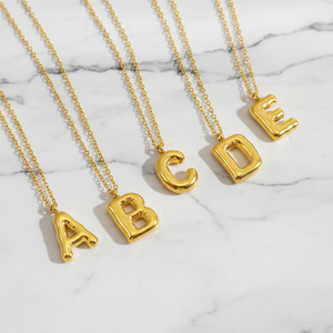 New Trendy 18K Gold Plated Stainless Steel High-Polished Chain with Bubble Letter <strong>Initial</strong> <strong>Necklace</strong> for Women and Girls - Product Image 6