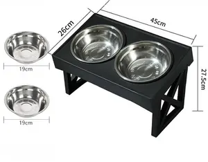 Elevated Dog Bowls For Dogs Detachable Metal Shelf Raised Dog Bow Standing Feeder Stainless Steel Bowls And Non-Slip Feet