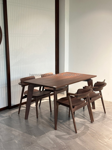 Table de salle à manger en <span class=keywords><strong>bois</strong></span> massif de noyer avec plateau à bords naturels et pieds de table, mobilier de luxe à prix abordable 2026 - Product Image 1