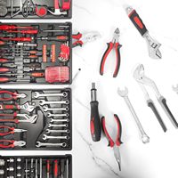 Ensemble de 188 pièces avec boîte à outils roulante Kit d'outils à quatre couches avec tiroir Kit complet d'outils ménagers