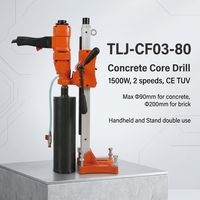 Perceuse à noyau diamanté TLJ 1500W avec boîte de vitesses, moteur et support complet, 2 vitesses, 220V/110V, diamètre max. 200mm pour le perçage du béton et des briques