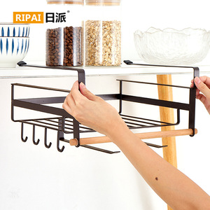 Ripai <b>Kitchen</b> <b>Storage</b> Rack 2 Tier White With Wooden Rod For Cabinet Under Wall Organization - Product Image 5