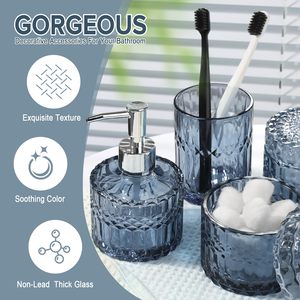 Vendita calda all'ingrosso di 4 pezzi <span class=keywords><strong>Set</strong></span> di accessori da <span class=keywords><strong>bagno</strong></span> in vetro <span class=keywords><strong>blu</strong></span> <span class=keywords><strong>Set</strong></span> da <span class=keywords><strong>bagno</strong></span> Hotel - Product Image 4