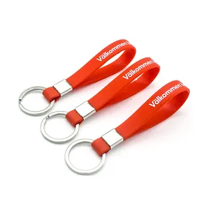 Custom Logo Silicone Wristband Keychain Customized Durable Rubber Silicon Loop Key Holder Keyring