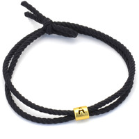 Bracelet minimaliste à double couche en cordon élastique noir, classique et tendance, avec perles dorées creuses en forme de initiales, bracelets de couple