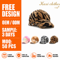 Casquette de baseball tendance pour femme, motif léopard et zèbre tie-dye, 100 % polyester, en peluche, chaude, pour l'hiver, vente en gros