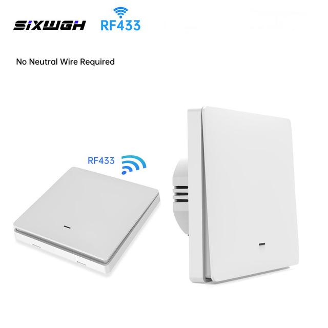RF433 Wireless Remote Control Switch Kit with Wall Switch and Remote, No Neutral Wire Required, for Home Smart Lighting Upgrade