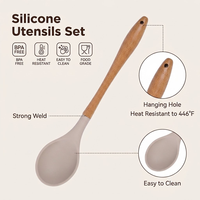 Cuillères de cuisine en silicone de qualité alimentaire OEM ODM, cuillère à badigeonner, cuillère à salade, sans BPA, résistantes à la chaleur, ustensiles de cuisine