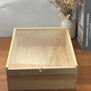 Caja de madera maciza con tapa extraíble, cubierta acrílica de 22x15x6cm, vitrina rectangular para almacenamiento de artículos de hobby y embalaje - Product Image 4