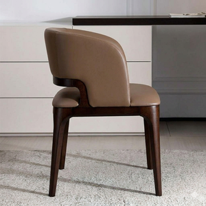 Chaise de salle à manger rembourrée en bois massif, fauteuil en cuir, fabricant et fournisseur de meubles modernes pour restaurants, hôtels et villas - Product Image 2