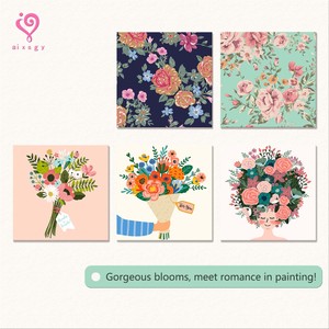 Tableaux floraux DIY sur toile, art numérique, peintures de fleurs réalistes, rectangulaires, faites à la main, décoration intérieure, respectueux de l'environnement, modernes - Product Image 1