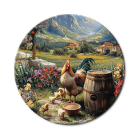 Vente en gros de plaques métalliques rondes personnalisées de 30cm Planches Voiture Bière Poulet Chien Animal Plaque en fer blanc Bar Maison Publicité Décoration murale