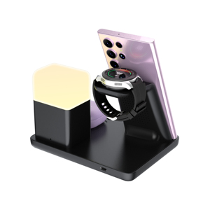 2025 nouveaux produits 6 en 1 chargeurs sans fil multifonctionnels pour Samsung veilleuse réveil montre chargeur Station pour <span class=keywords><strong>iphone</strong></span> - Product Image 4