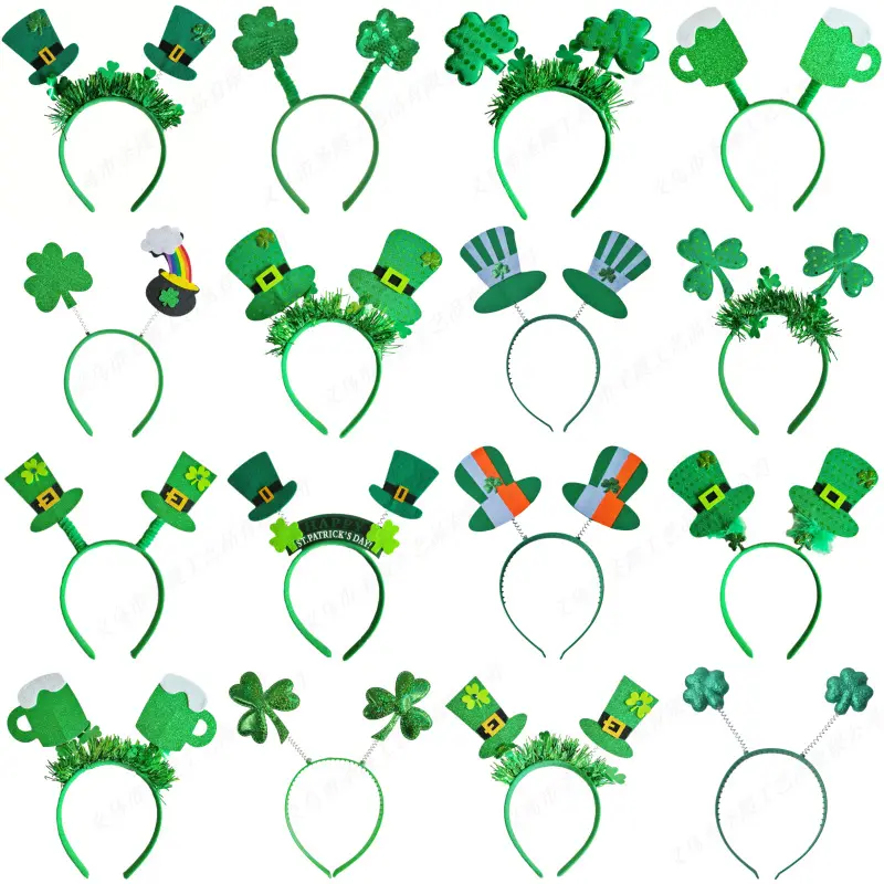 Groothandel Custom Groene Shamrock Clover St Patricks Dag Feest Hoofdband Voor Decoraties