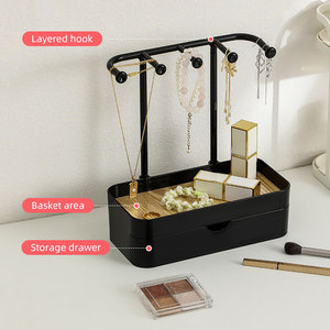 Estante de soporte para pendientes con <span class=keywords><strong>mini</strong></span> perchas, soporte de exhibición de joyería, organizador de pendientes, estante de almacenamiento de joyería de doble capa - Product Image 5