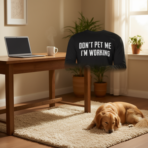 Maglietta a maniche lunghe con stampa 'Don't Pet Me I'm Working', divertente per gli amanti degli animali domestici - Product Image 3