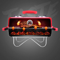 Mini barbecue portable pliable pour le camping, gril de table multifonction sans fumée pour l'intérieur et l'extérieur, barbecue au charbon de bois