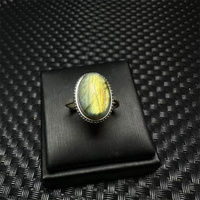 Anneaux en pierre de guérison en cristal de haute qualité, polis, couleur vive, labradorite, argent 925, pour cadeau