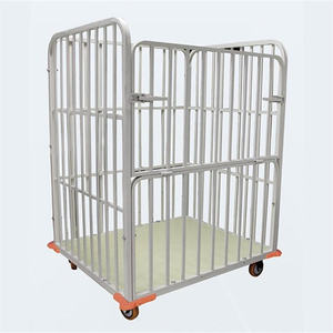 Voiture de clôture à demi-<span class=keywords><strong>porte</strong></span> Chariot industriel Support en tissu Voiture d'emballage en vrac Chariots à étagères en métal Brouettes Chariot à quatre roues en tissu - Product Image 5