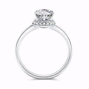 Anillo de compromiso de moda simple de oro amarillo de 18 quilates personalizado y joyería fina de boda - Product Image 3