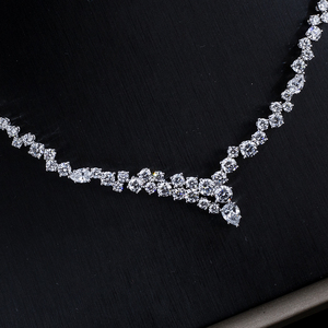 สร้อยคอเทนนิสเพชรเม็ดกลมสังเคราะห์ทรงหรูหรา 18k ทองคำขาว รุ่น MSN-914 จาก Messi Jewelry แบบสั่งทำพิเศษ - Product Image 3