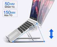 Support de lit pour ordinateur portable en alliage d'aluminium pliable portable avec réglage de la hauteur à 6 vitesses et support de tablette ergonomique en surface de silicium