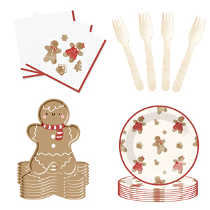 Juego de Platos Temáticos de Hombre de Jengibre Navideño DAMAI con Lazo, Incluye Platos y Vasos de Papel para Fiesta de Navidad - Product Image 5