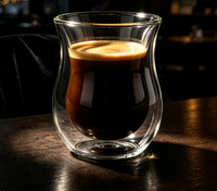 Gobelets en verre borosilicate haute qualité, design unique et personnalisé, à double paroi, pour expresso, latte, thé glacé