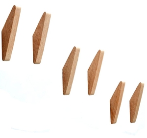 Lot de 4 crochets ronds en bois massif naturel, porte-manteaux modernes en bois poli - Product Image 3