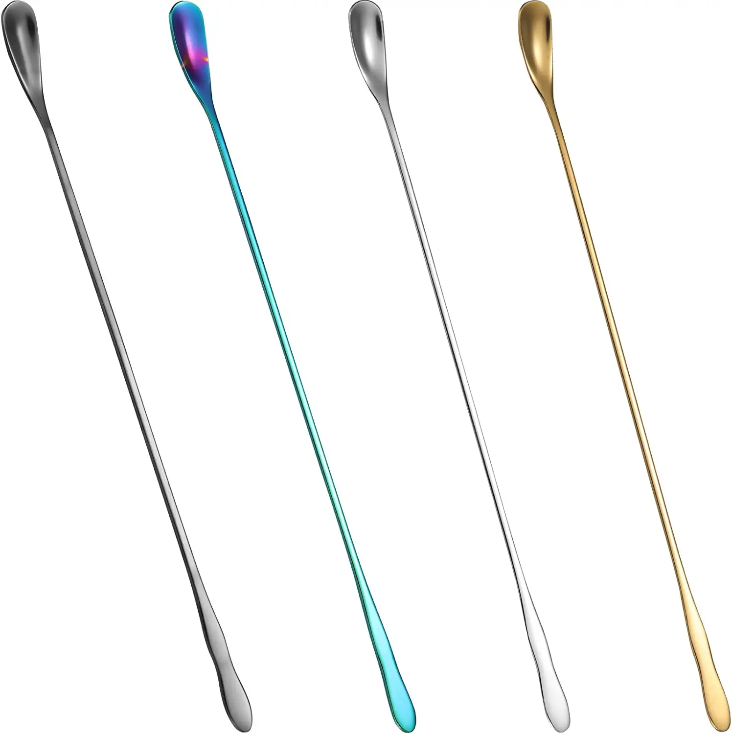 Stainless Steel metal Cocktail Stirrers Long Handle Mixing Spoon Coffee Beverage Stirrers Stir Cocktail Drink Swizzle Stick