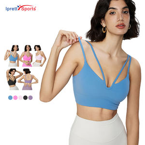 Hot Selling Nude Feeling 4 Way Stretch Customize Fitness Wearing Sports <strong>Clothes</strong> Push up Gym Sexy Double Strap Yoga Bra for <strong>Women</strong> - Product Image 1