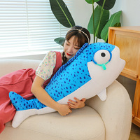Coussin géant en peluche en forme de carpe, rembourré en coton PP, brodé, pour la décoration de la maison, cadeau pour enfants, jouet animal marin