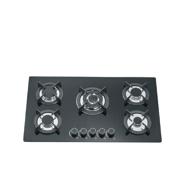 Tempered Glass Gas Hob with 5 Cooking Burners
