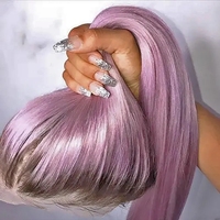 Perruque queue de cheval Ombre Violet couleur lisse douce Remy cuticule alignée cheveux humains Full 360 Lace Wigs