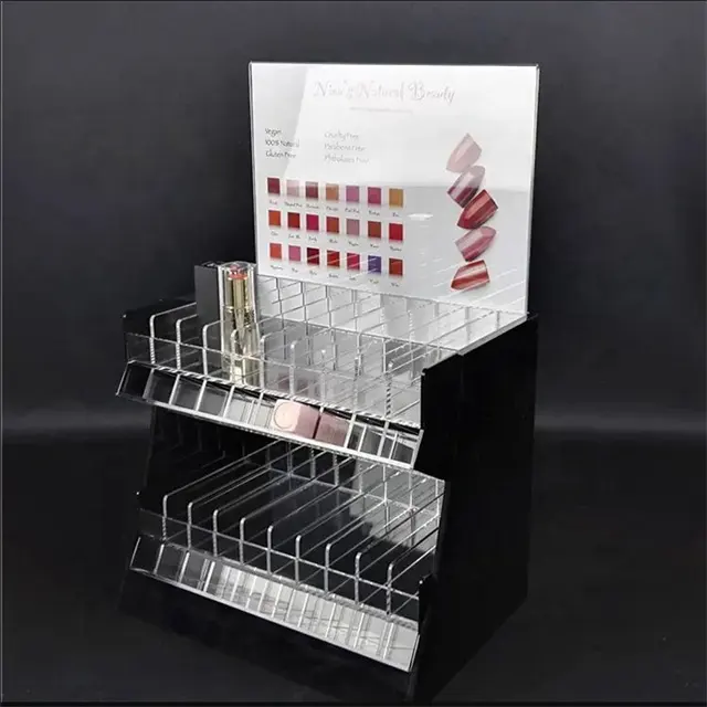 Özel reklam dudak parlatıcısı kozmetik ekran standları makyaj organizatör şeffaf akrilik oje raf akrilik ruj düzenleyici