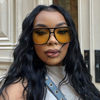 98062-1 Lunettes de soleil de luxe vintage surdimensionnées avec logo personnalisé, monture carrée double pont, pour hommes et femmes, nouvelle collection