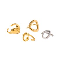 Bague ouverte Gaovo pour femme, personnalisée, polyvalente, géométrique, creuse, en acier inoxydable plaqué or 18 carats, simple et minimaliste