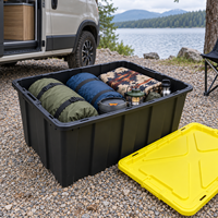 Boîte de rangement robuste de 150 L, bac de rangement en PP, organisateur pour le camping, l'extérieur, le garage, l'entrepôt