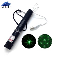 Lampe de poche laser verte à mise au point réglable rechargeable par USB en aluminium