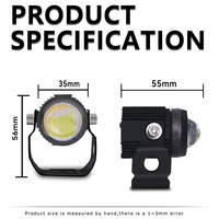 Mini Faro LED de 15W, 150LM, Doble Color Blanco y Amarillo, Delantero, IP67 Impermeable, Luces Auxiliares de Alta y Baja Intensidad