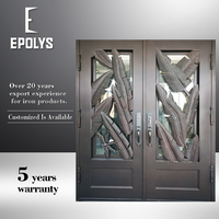 Porte d'entrée principale de villa en fer forgé durable, anti-effraction, au design moderne et exquis de feuilles de bananier, fabriquée à la main