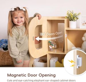 Libreria <span class=keywords><strong>Montessori</strong></span> a Forma di Elefante, <span class=keywords><strong>Scaffale</strong></span> per Bambini a 2 Ripiani, Organizzatore per Libri e Giocattoli <span class=keywords><strong>Montessori</strong></span> - Product Image 3