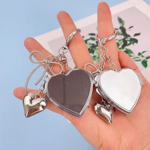 High Quality Double Sides <b>Mirror</b> Keychain Stainless Steel Pocket Heart Oval Metal Pocket Keyring Makeup <b>Mirror</b> - Product Image 5