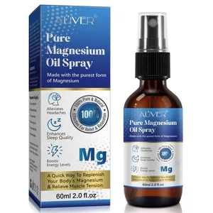 L'huile de magnésium naturelle pure OEM 100% booste l'énergie en vaporisateur d'huile de magnésium pour améliorer la qualité du sommeil Soulagement du stress et de la douleur