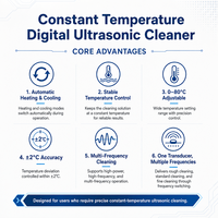 Limpiador Ultrasónico Digital KQ-500GDV de 500W con Temperatura Constante, Calentamiento y Enfriamiento, Tanque de Acero Inoxidable 304 para Lavado de Piezas Industriales y de Laboratorio