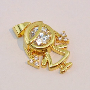 CZ8882 Bling, plaqué or 18 carats, micro CZ, zircone cubique, breloques pour enfants, filles et garçons, meilleurs amis, couples, pour la fabrication de bijoux - Product Image 4