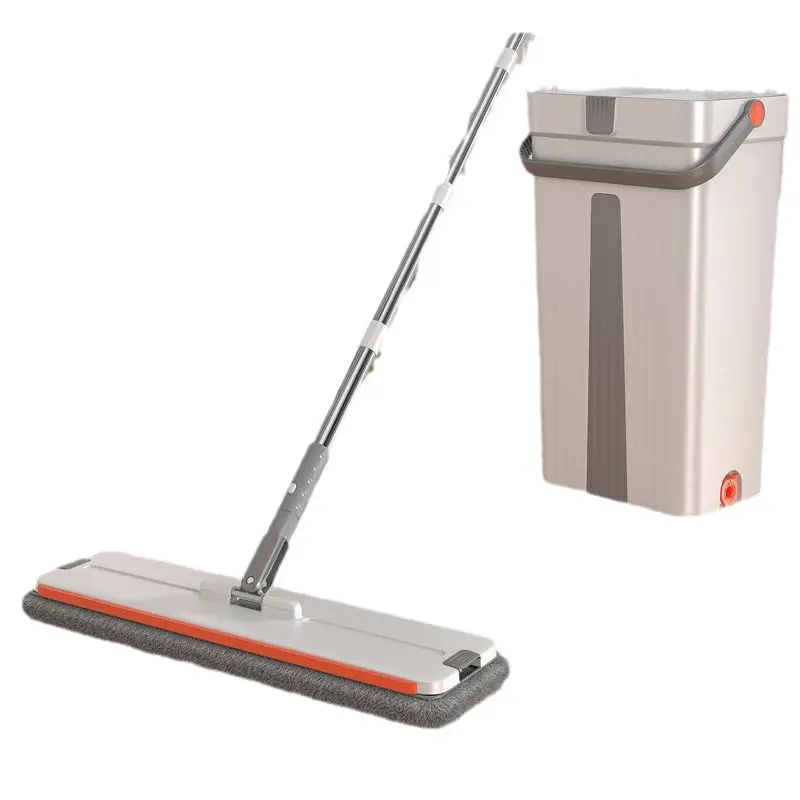 New Design Flat Floor Mop and Bucket Set Separates Dirty and Clean Water Hands Free Home Floor Cleaning